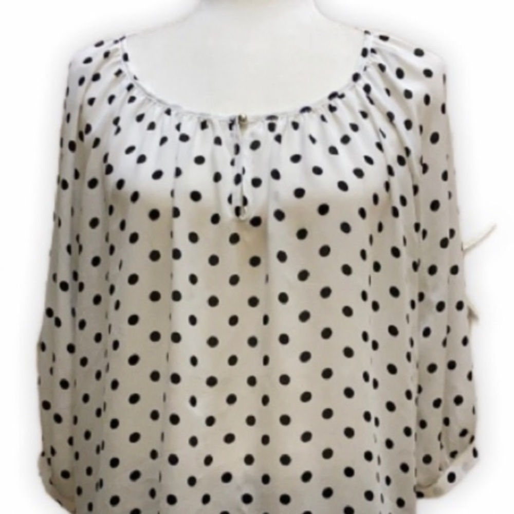 EVERLY Black & White Polkadot Top Size Large